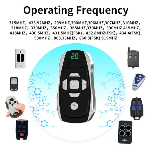 GateMaster 20-Channel Rechargeable 300–915MHz Frequency Smart Remote Duplicator