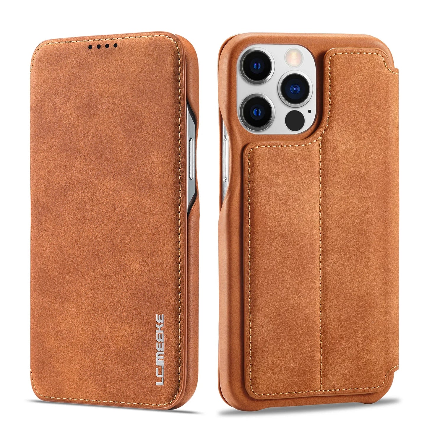 LuxeGuard Slim & Lightweight Flip Wallet Case for iPhone with Kickstand