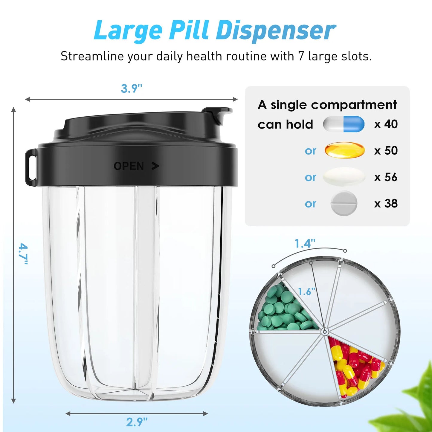 VitaCup BPA-Free 7-Day Large Slots Capacity Premium Comfort Pill Organizer