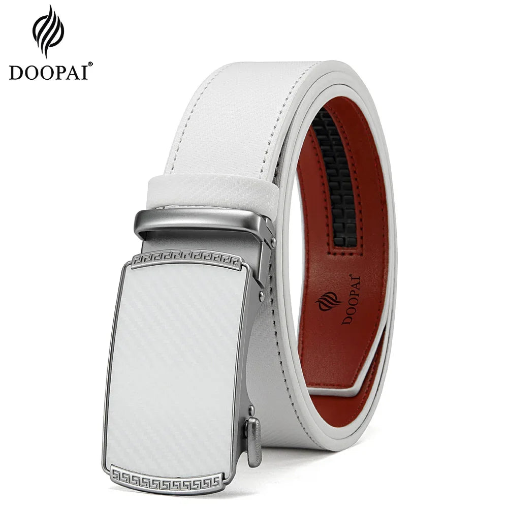Holes-Free One-Handed Operation Micro-Adjustable Genuine Leather Belt
