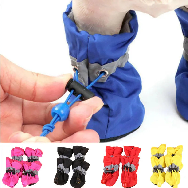 Waterproof Small Pet Anti-slip Rain Boots (4pcs)