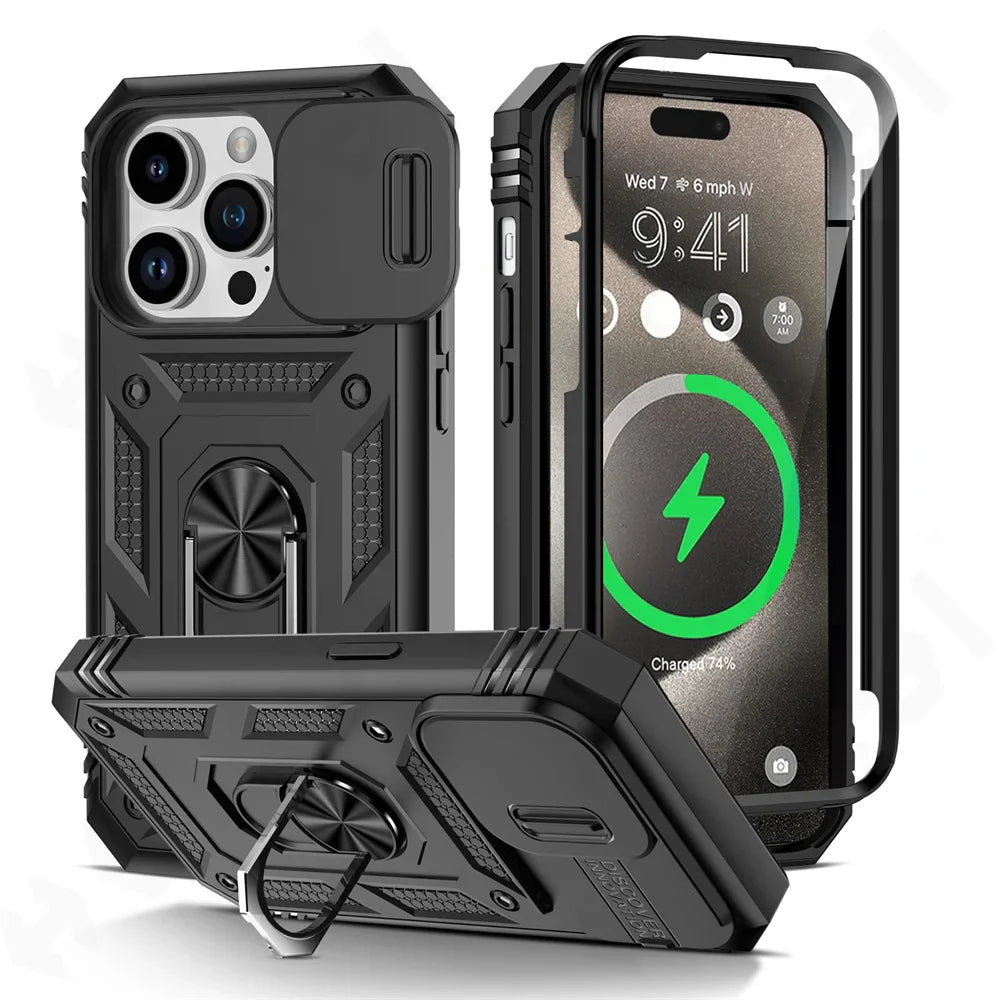 Military-Grade 360° Armor Protection iphone Case With Kickstand Ring