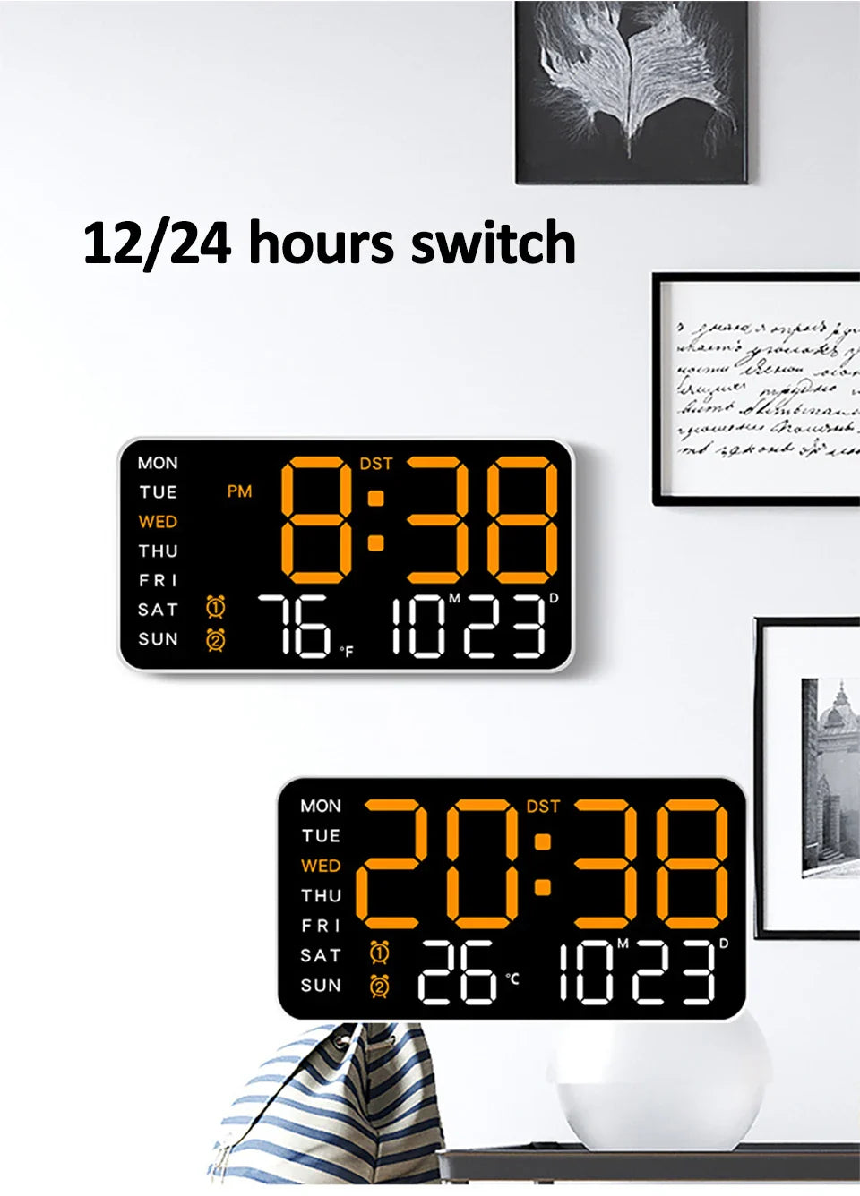 Seniors-Friendly Easy-Read Large Display LED Voice Control Alarm Clock