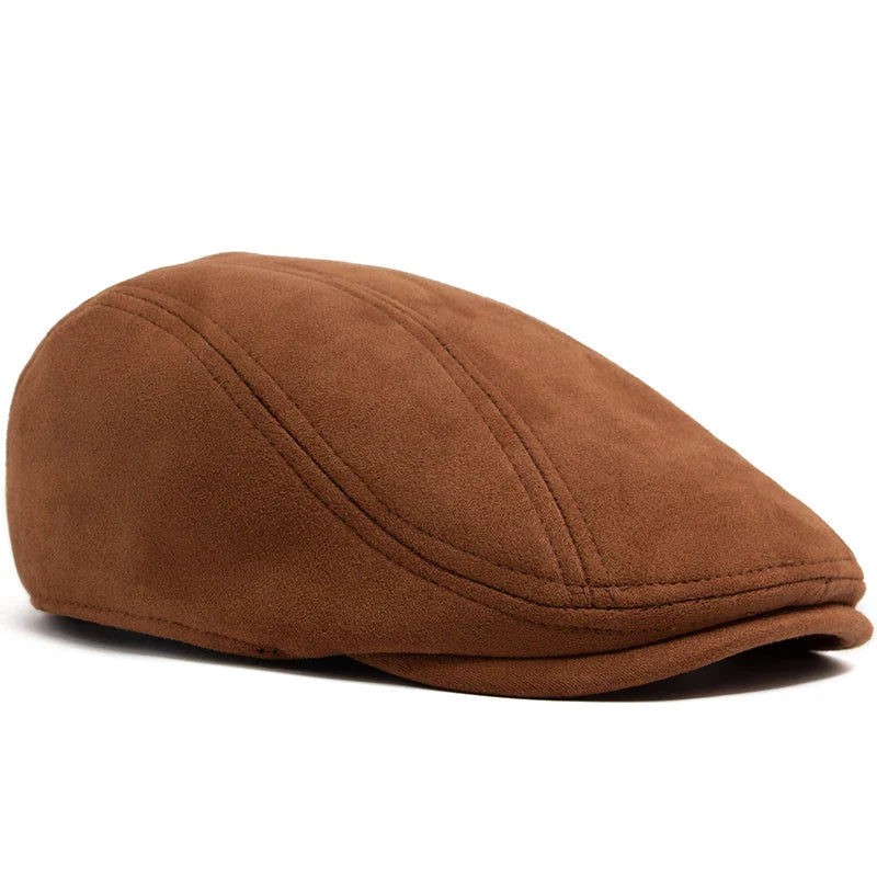 Vintage Suede-Look Flat Cap for Autumn & Winter