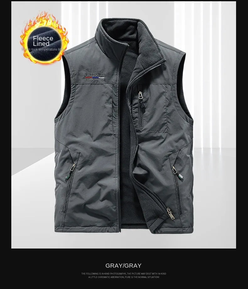 Casual Thermal Double-Sided Wear Multi-Pocket Men's vest