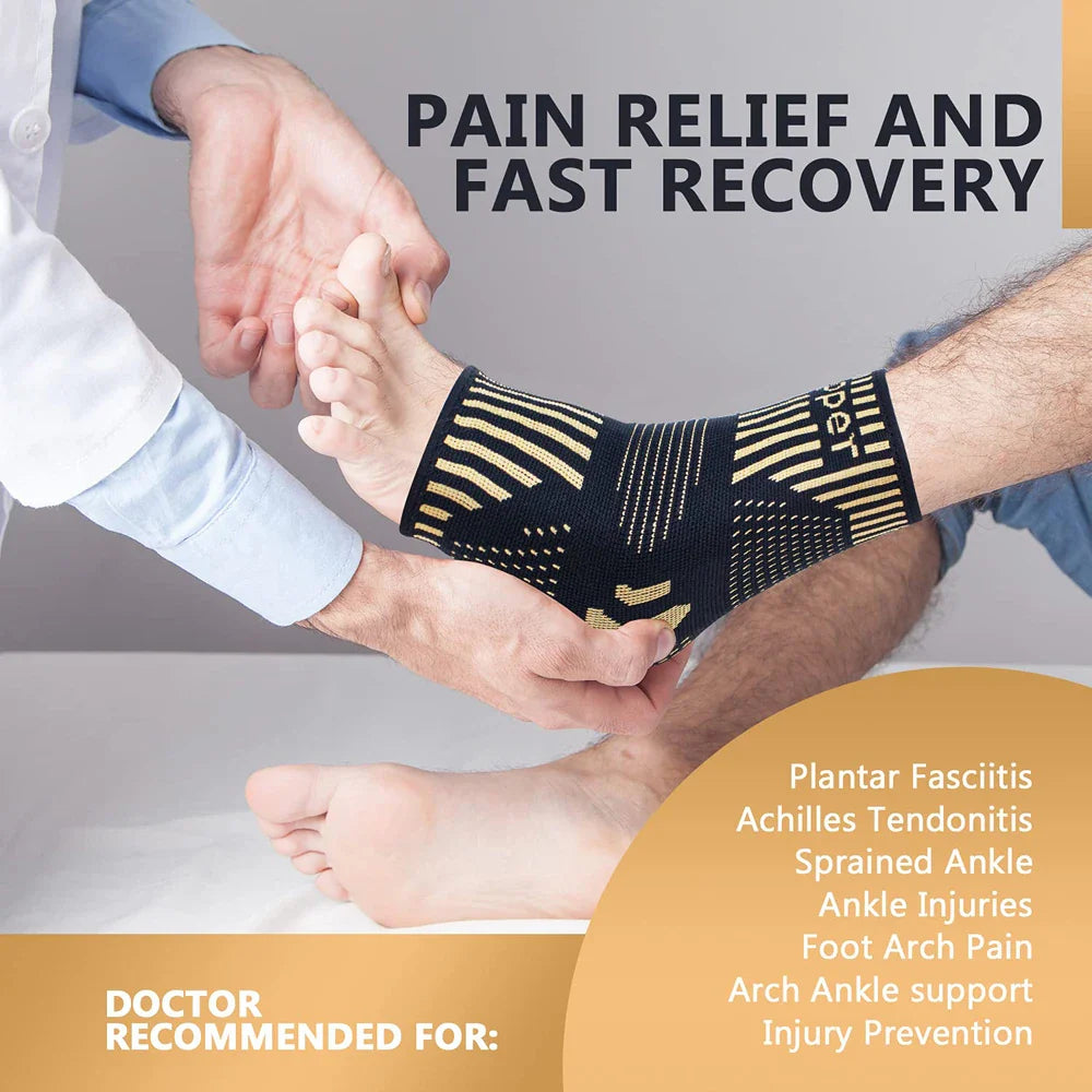 Medical-Grade Copper-Infused Fabric Ankle Brace for Pain Relief & Fast Recovery