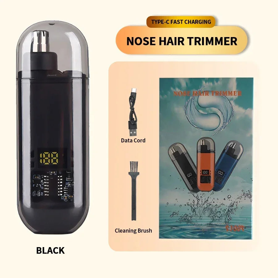 Professional 2 In 1 Rechargeable Ear & Nose Hair Trimmer Clipper with Battery Display