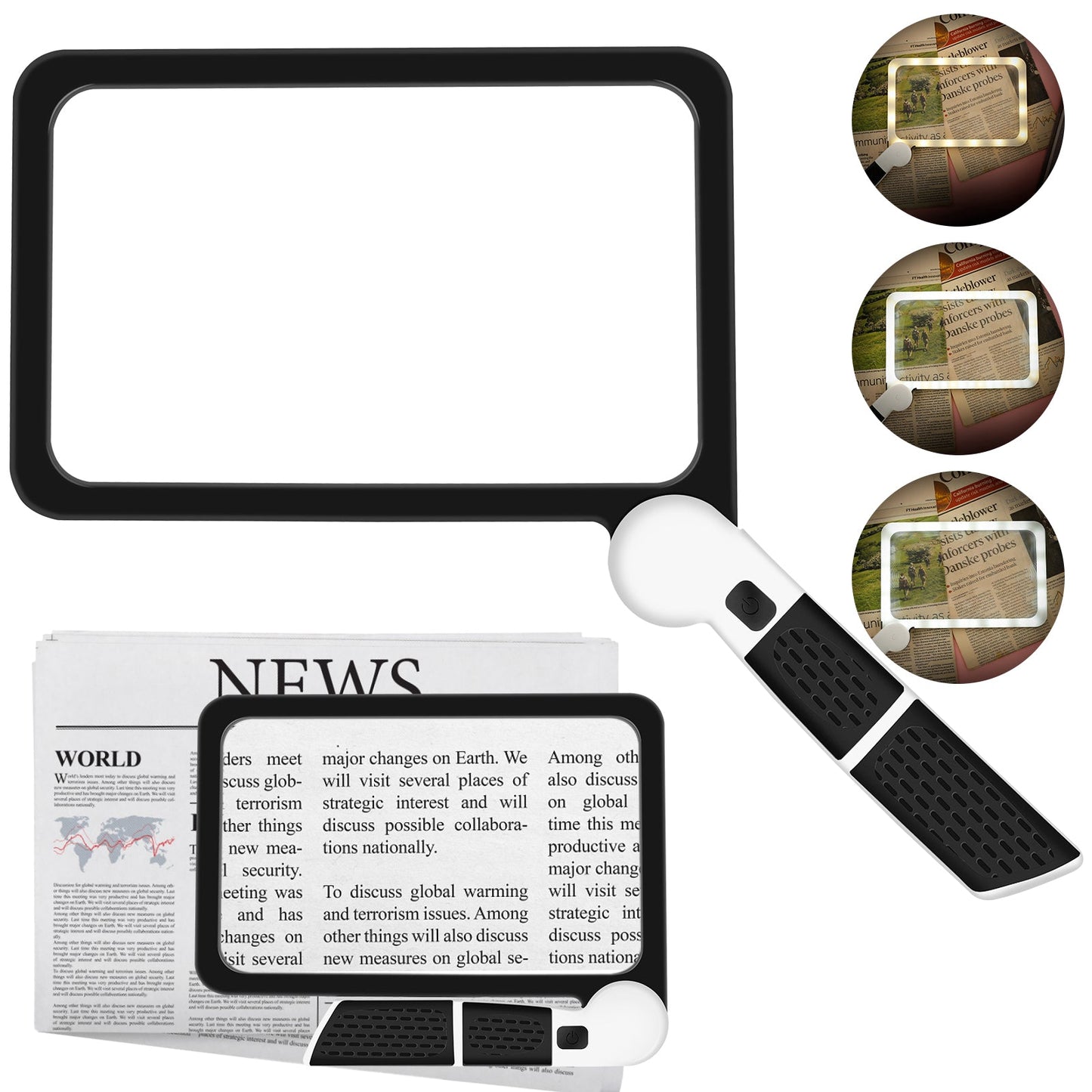 Handheld High Clarity 5X Magnifying Foldable Reading Magnifier With 48 LED Lights