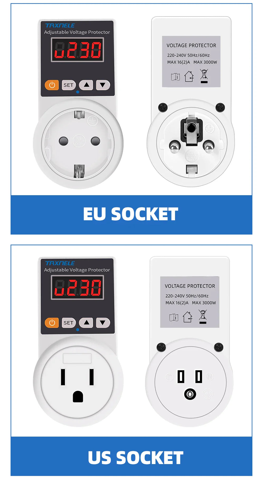 Automatic Smart Voltage Socket  Protector with LED Display