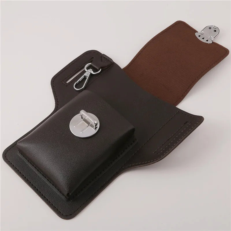 Vintage Multi-Layer Belt Phone Holster with Key Hook & Front Pocket