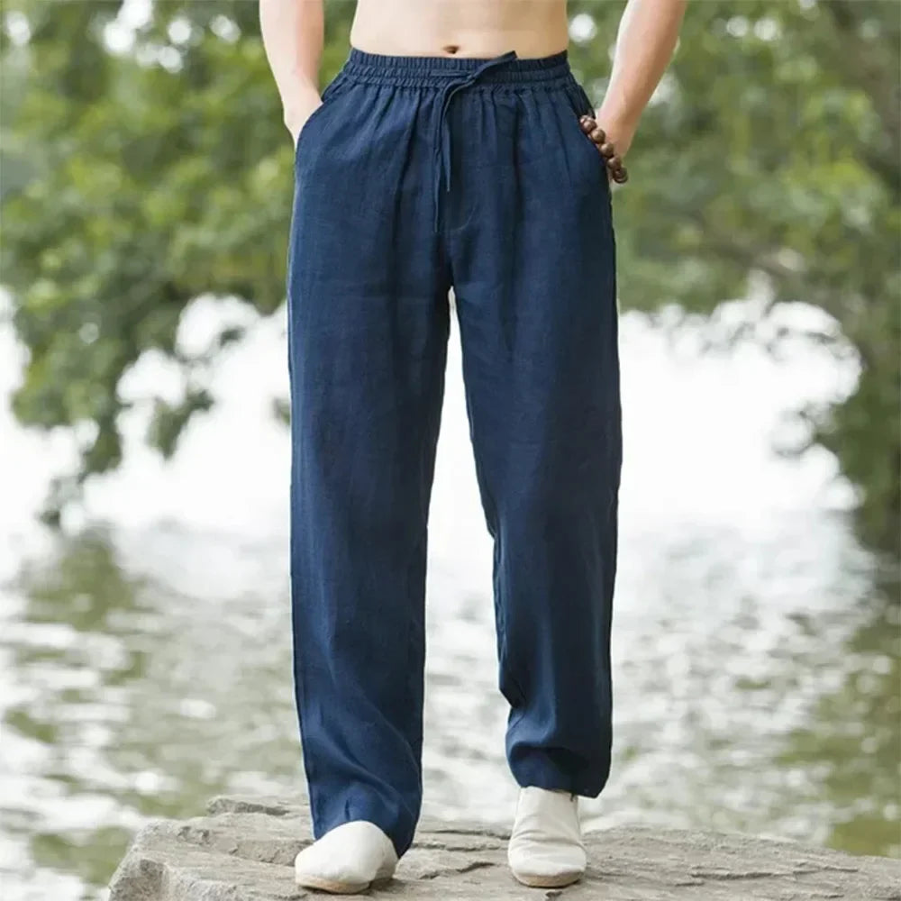 BreezeFlow Cotton Linen Relaxed Loose Fit Breathable Pants for Men