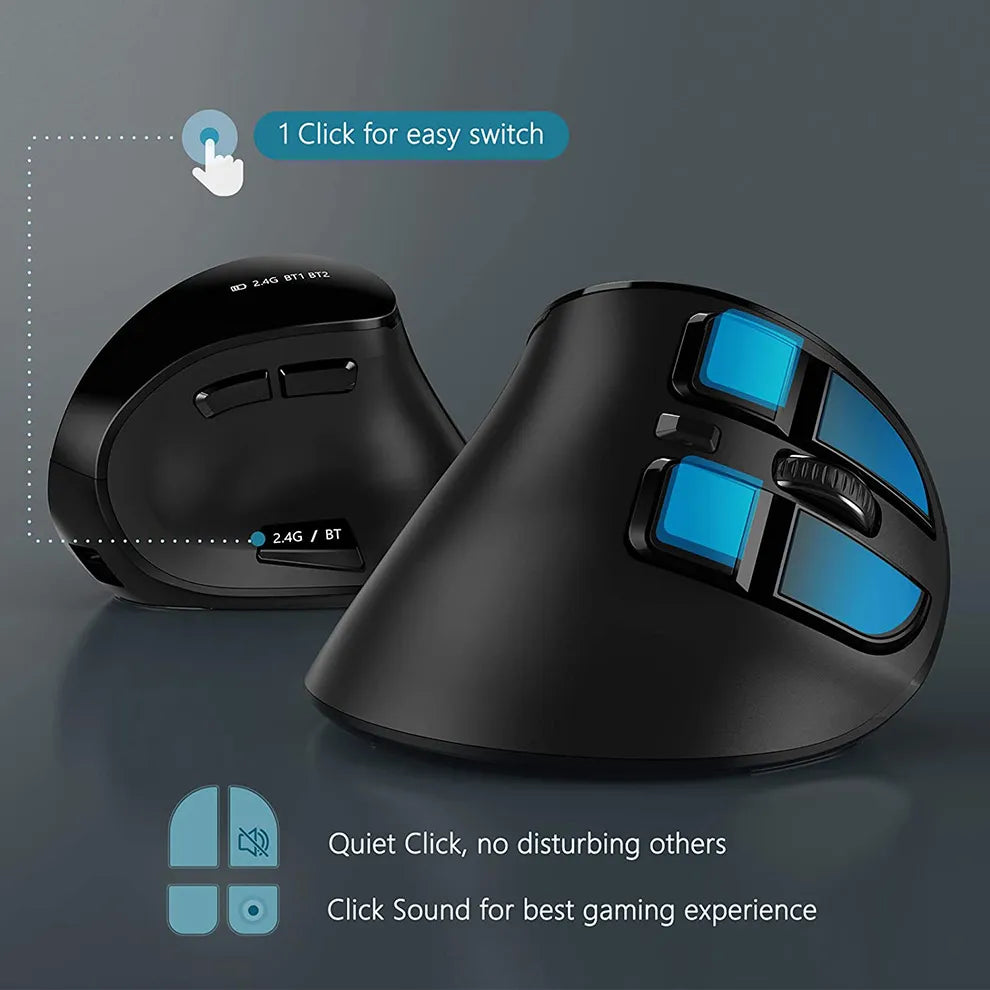 Vertical Ergonomic Wireless Rechargeable 9 Buttons Mouse