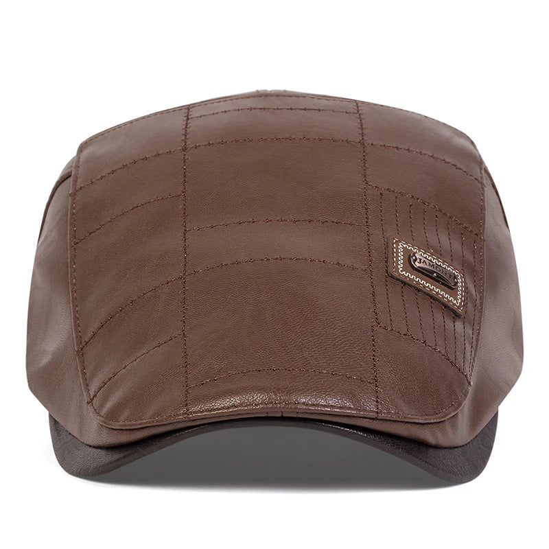 Classic vintage style Pu Leather Lightweight adjustable Comfortable Fit Newsboy Caps