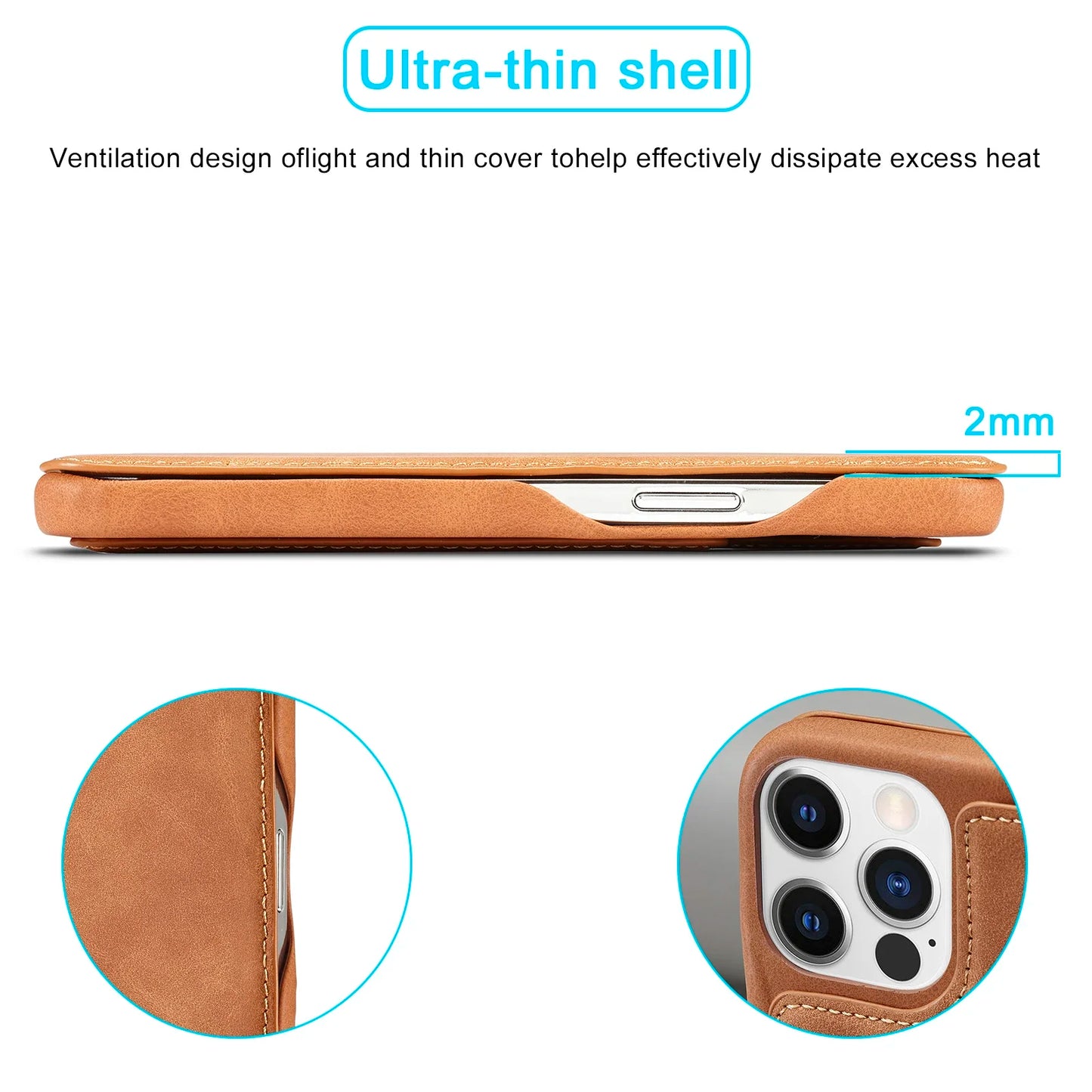 LuxeGuard Slim & Lightweight Flip Wallet Case for iPhone with Kickstand