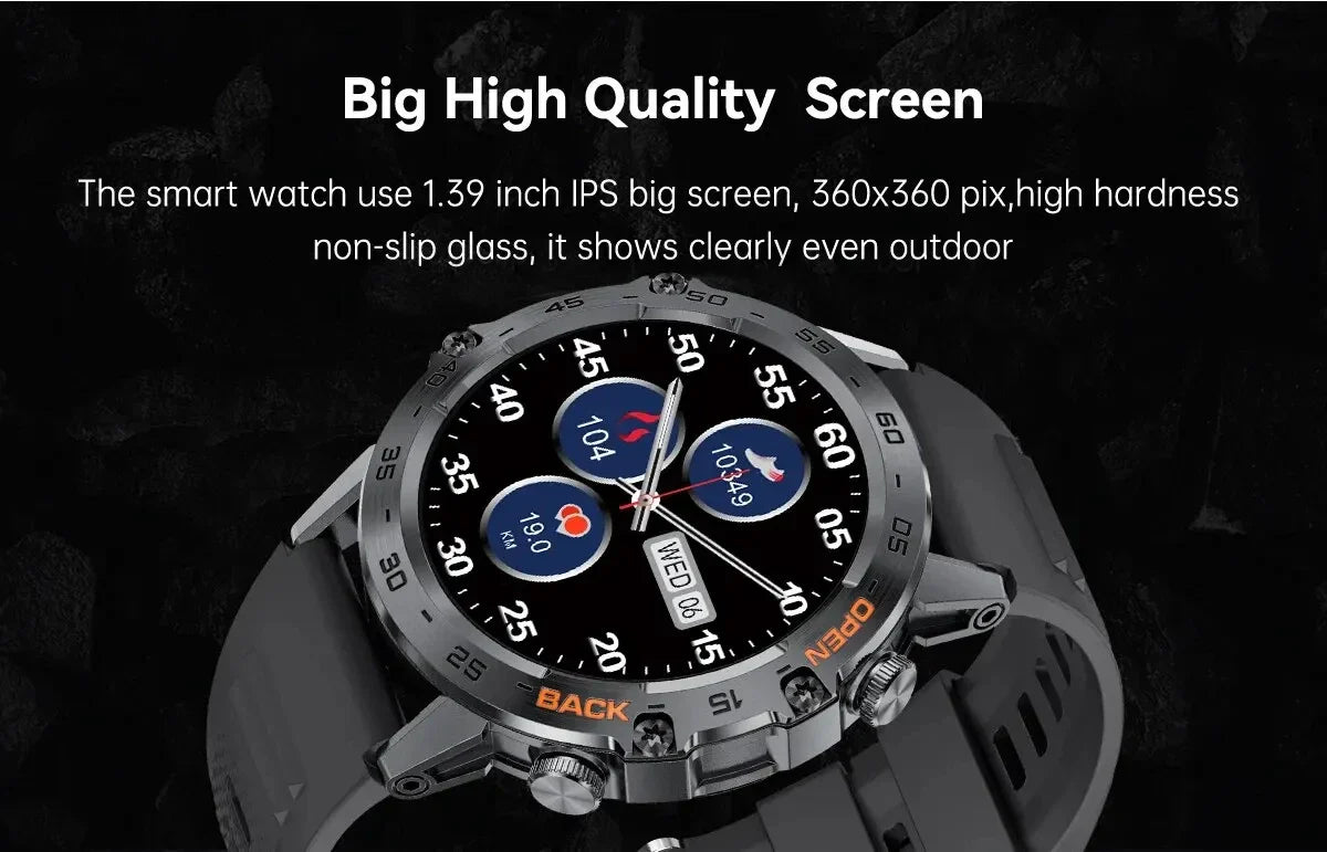Military-Grade Durability Shockproof & Impact-Resistant Bluetooth Health Monitoring Smartwatch (Android+IOS)