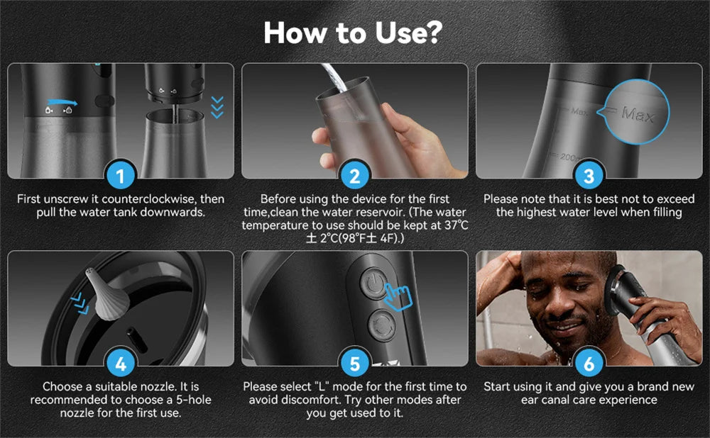 Rechargeable 3 Pressure Modes Dual-Tank Ear Wax Removal