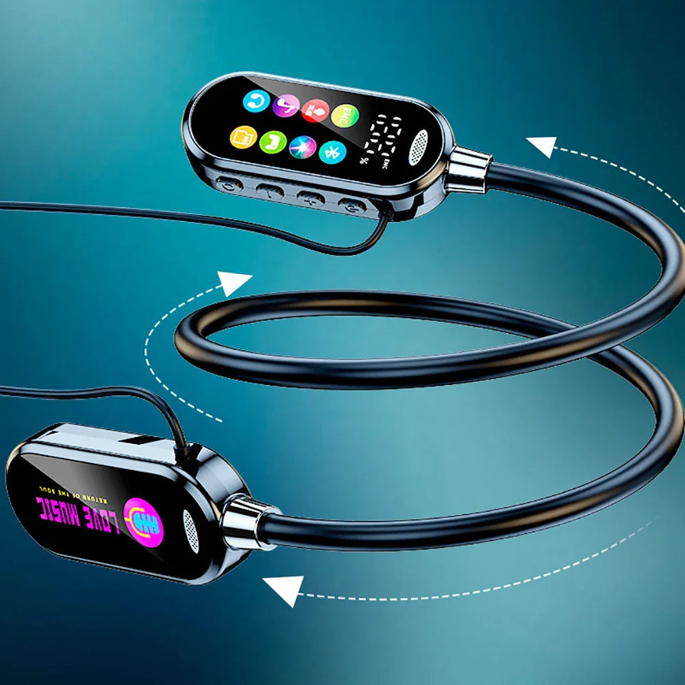 HiFi Sound Color Screen Neckband Magnetic Earphones with Noise Reduction & HD Calls