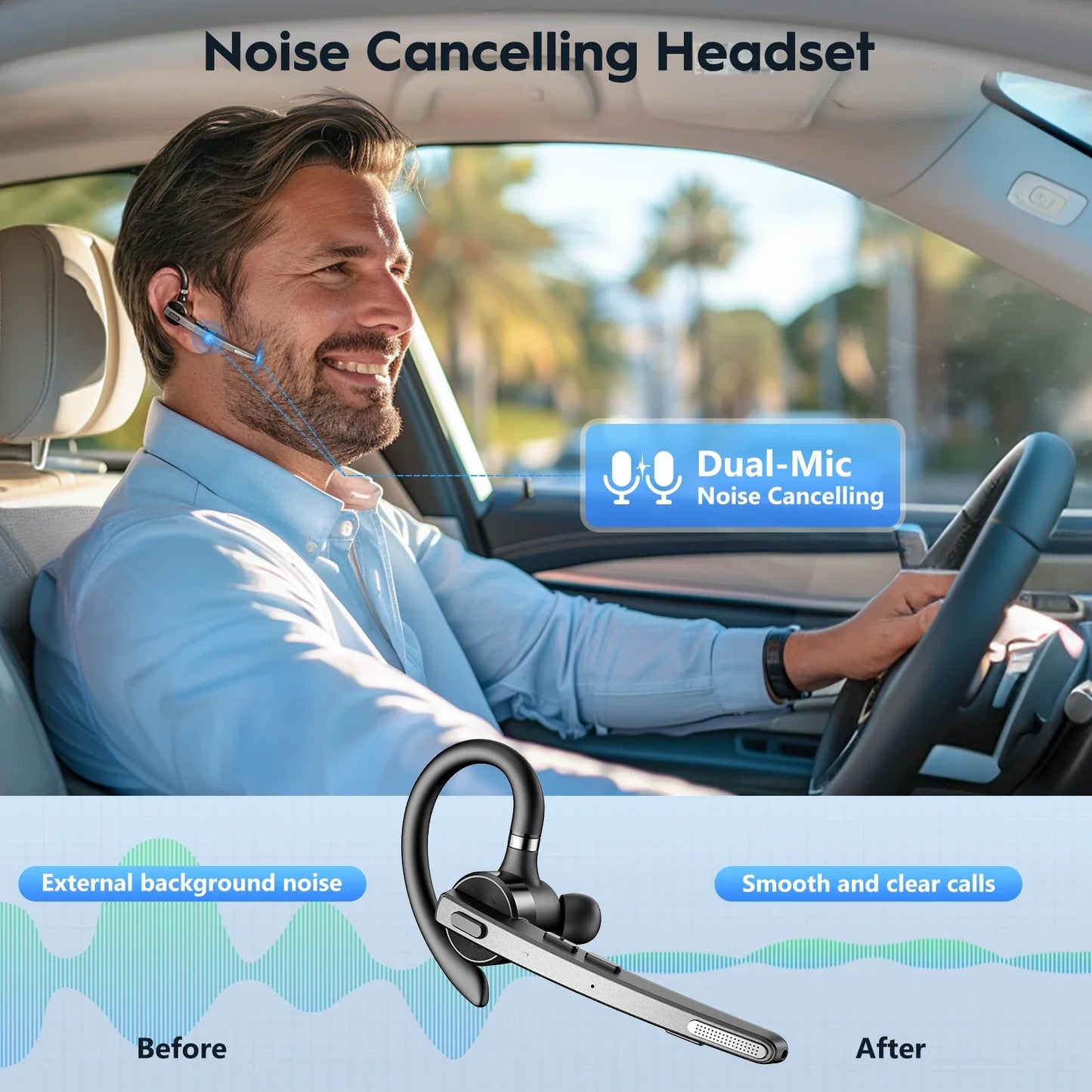 Bee M53 Dual-Mic Noise Cancelling Hi-Fi Audio Lightweight Headset with Charging Case