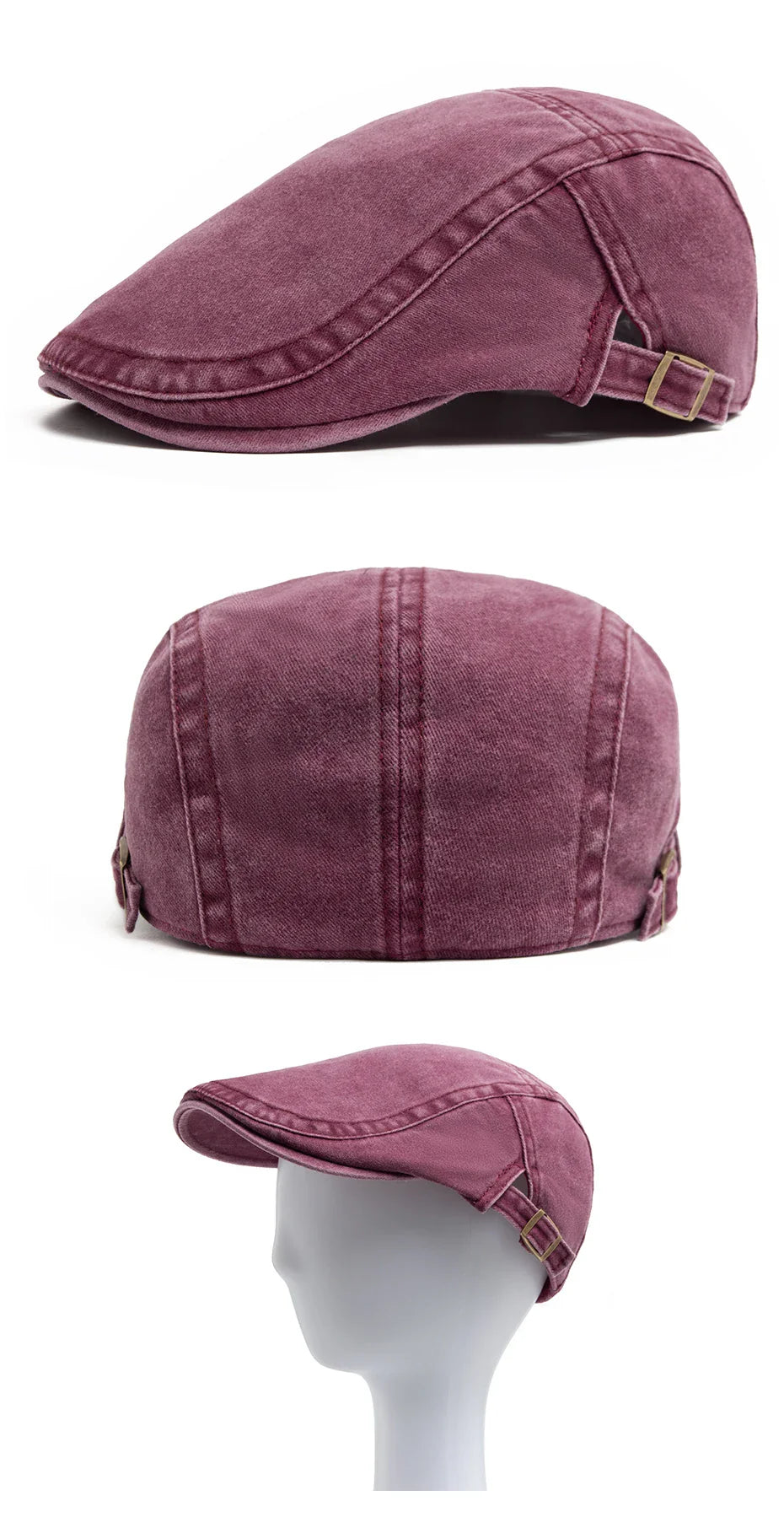 Vintage Soft Cotton Breathable Lightweight Adjustable Fit Newsboy Cap