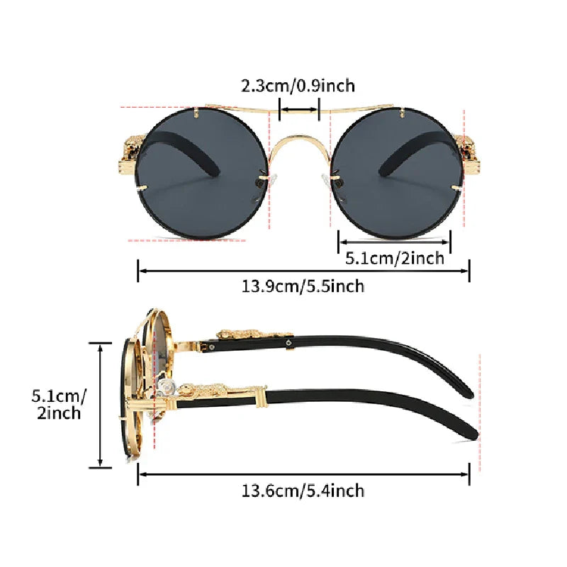 KAMMPT Vintage Double Bridge Gradient Multicolor Lenses Round Luxury Sunglasses