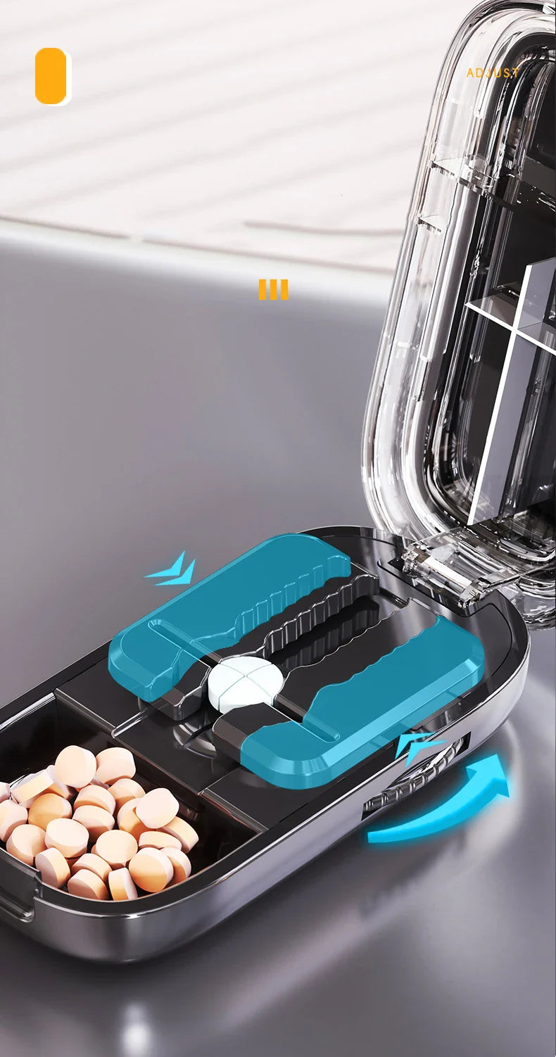 Japanese Smart Pills Splitter (Halved / Quartered) with Storage Organizer