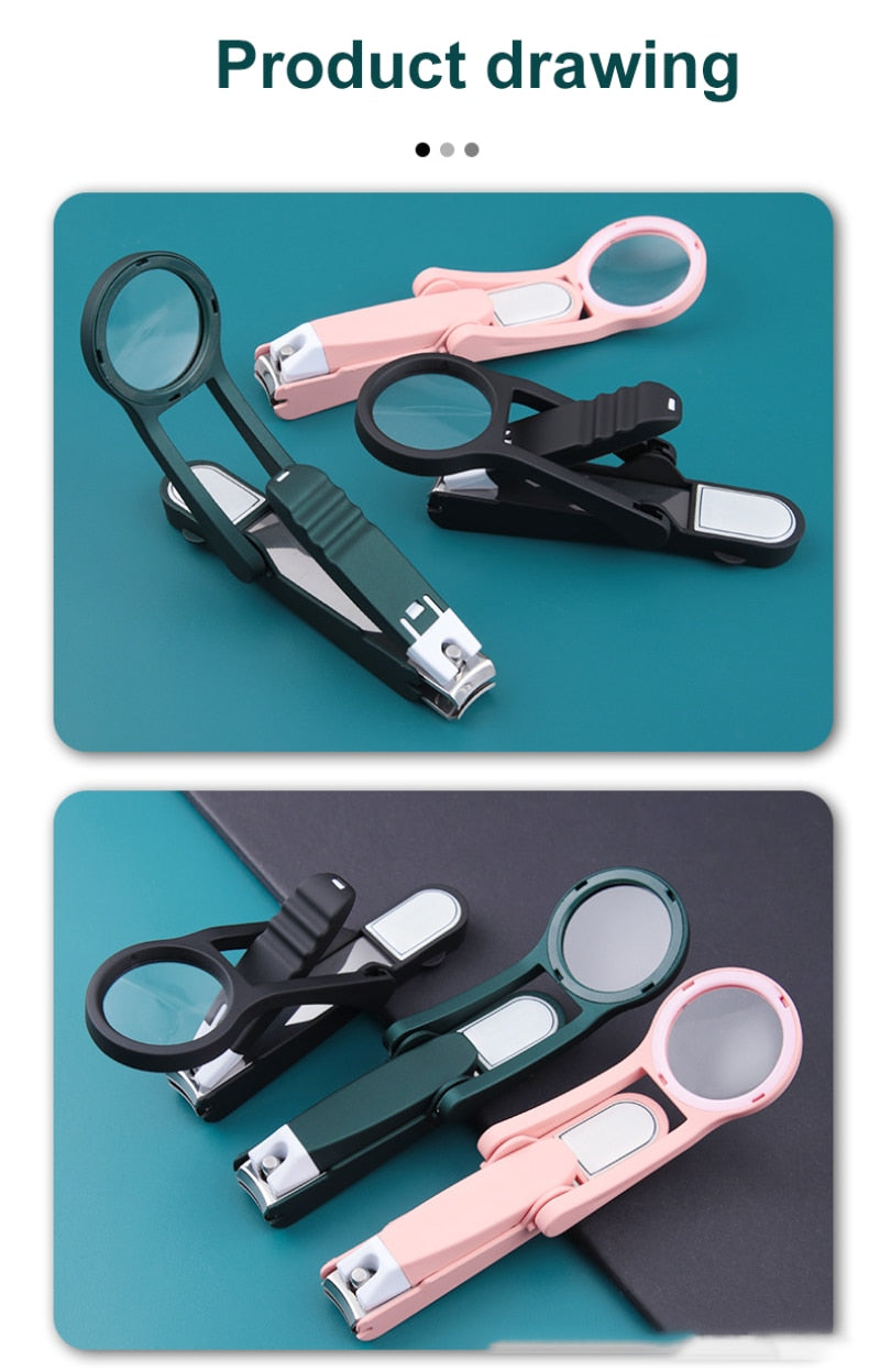 Anti-Splash Nail Clipper With Magnifying Glass For The Elderly
