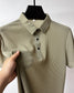 Short-Sleeve Plaid Pattern Ice Silk Polo Shirt
