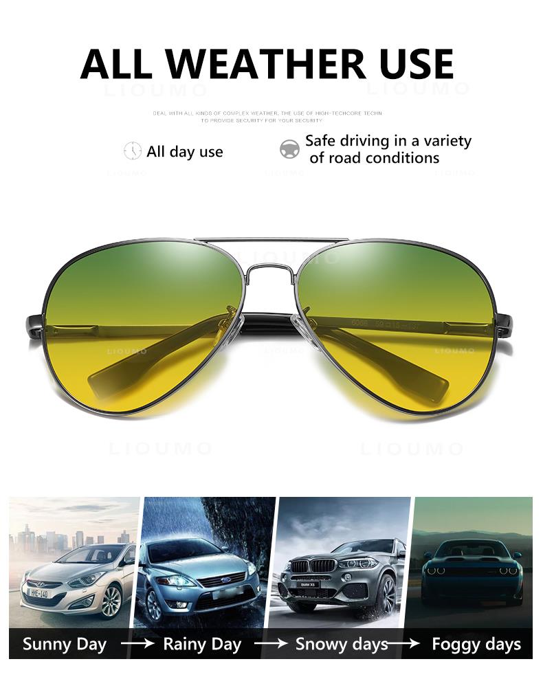 Polarized Photochromic Day/Night Pilot Sunglasses
