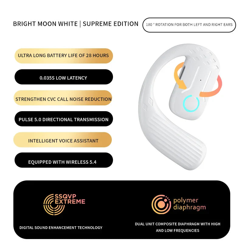 Comfort-Fit 180°Rotation Crystal Clear Calls & ENC Noise Reduction Stereo Sound Headset