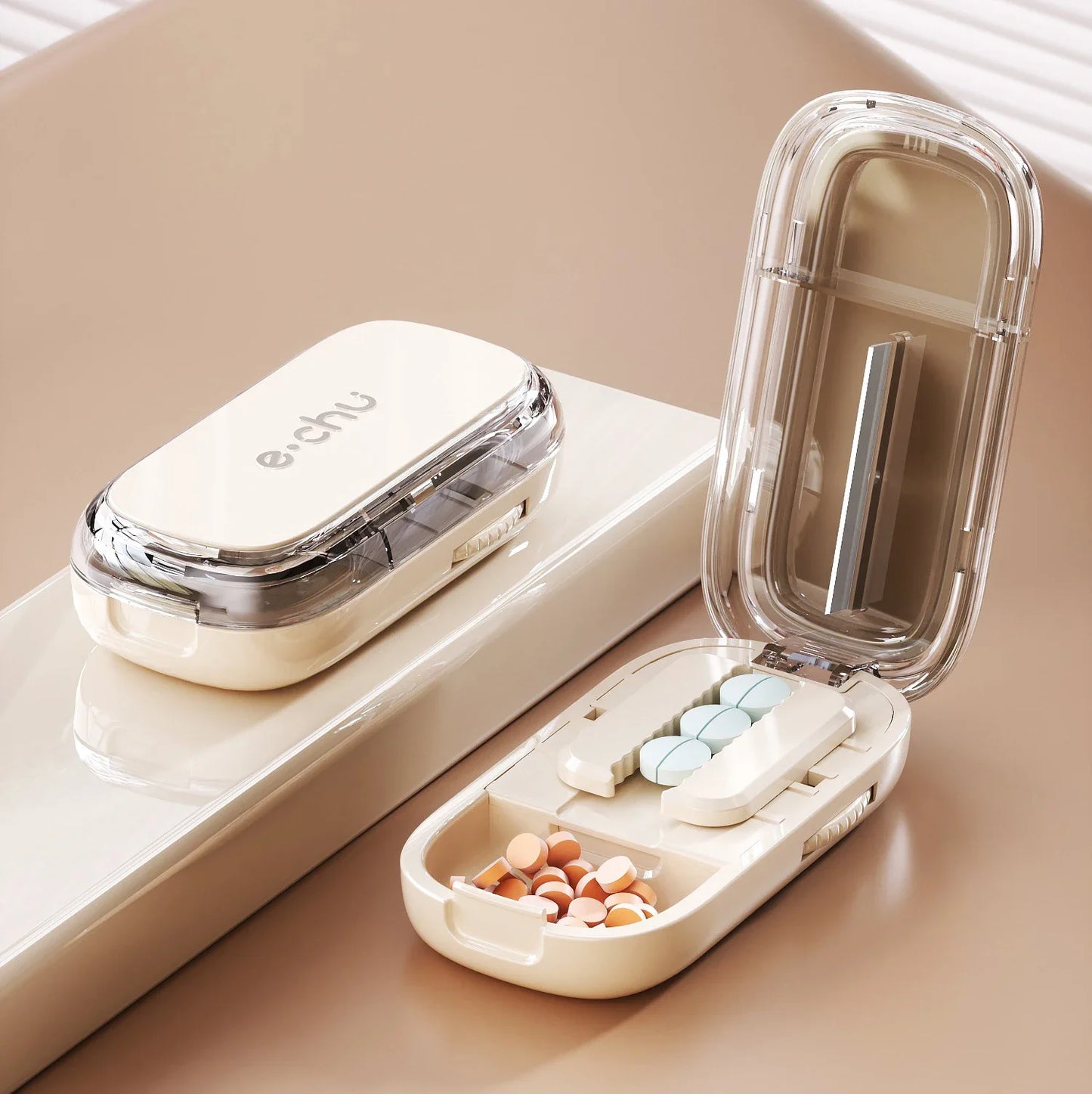 Japanese Smart Pills Splitter (Halved / Quartered) with Storage Organizer