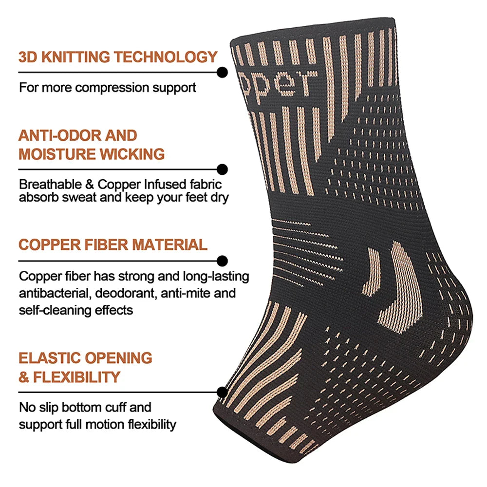 Medical-Grade Copper-Infused Fabric Ankle Brace for Pain Relief & Fast Recovery