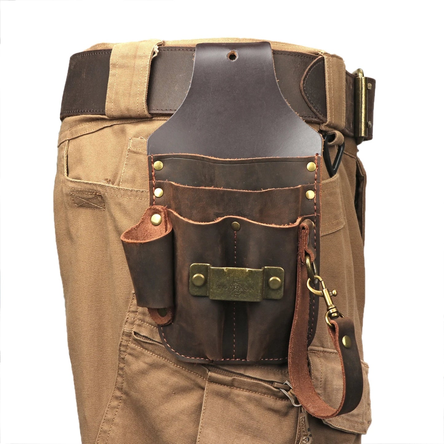 Reinforced Tourbon Leather Multiple Pockets Unique Belt Tool Organizer