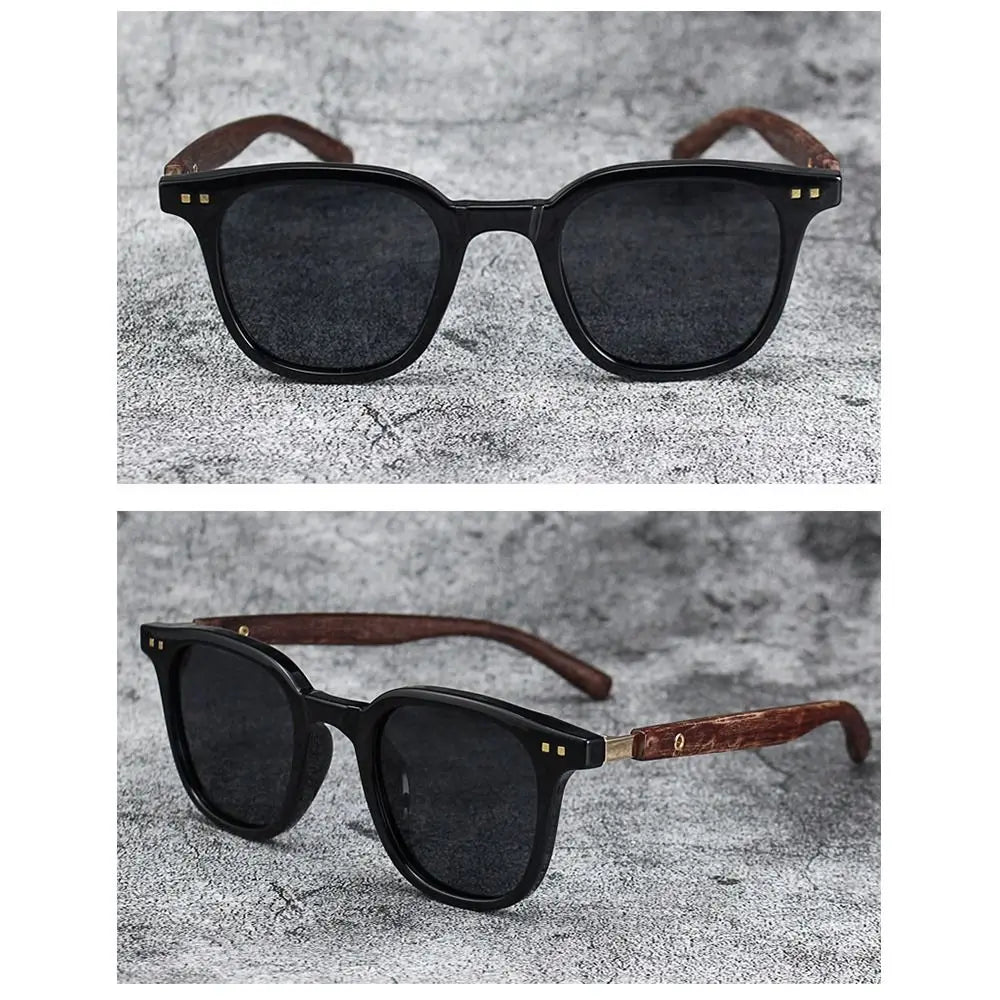Trendy Retro Wood Grain Unisex Polarized UV Protection Sunglasses
