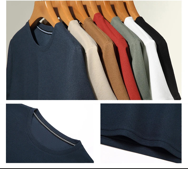 Summer 3D Waffle-Knit Crew Neck T-Shirt – Breathable & Soft