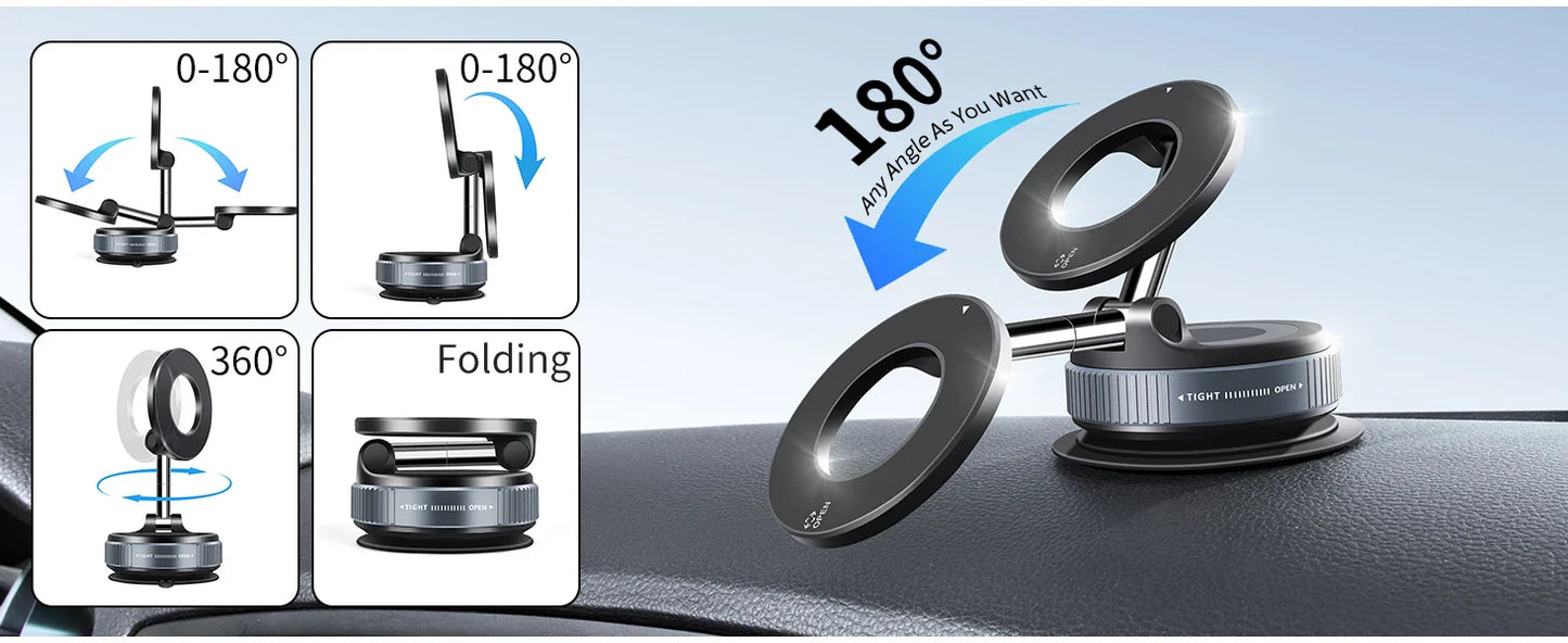 Multi-Angle Dashboard & Windshield Magnetic and Advanced Vacuum Suction Car Mount