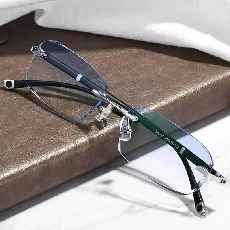 Luxury Ultralight Diamond-Cut Rimless Reading Glasses