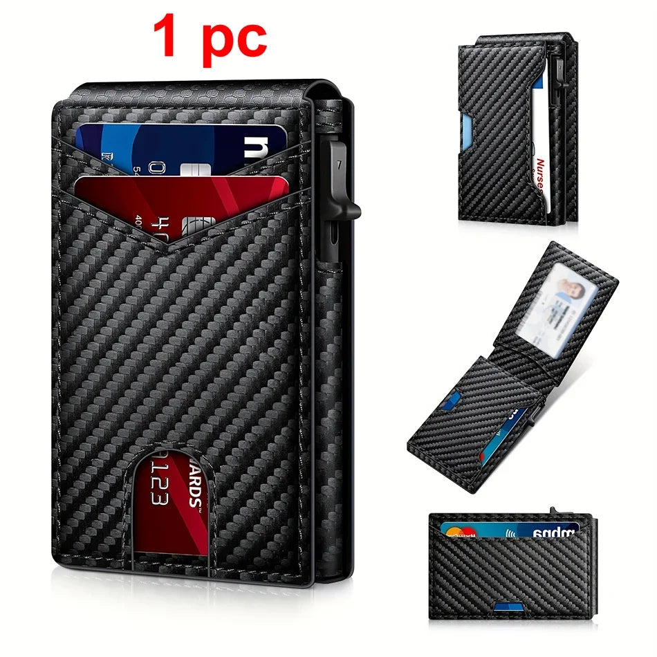 Premium Carbon Fiber RFID Protection Quick-Access Credit Card Holder Wallet