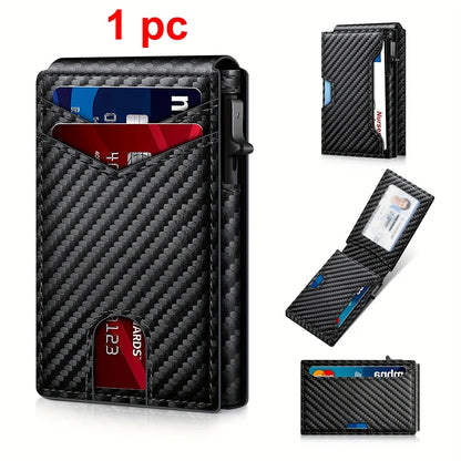 Premium Carbon Fiber RFID Protection Quick-Access Credit Card Holder Wallet