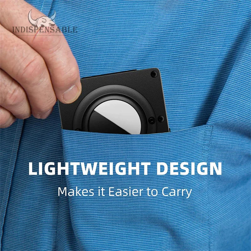 Carbon Fiber RFID Protection Metal Card & Cash Wallet with Air-Tag Holder