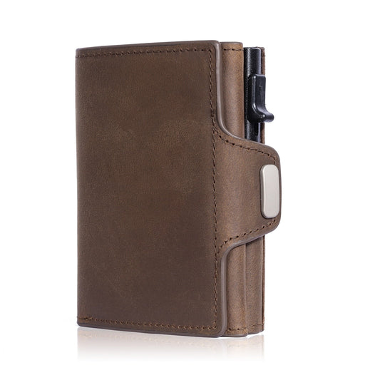 Pop-Up RFID Protection Genuine Leather Wallet