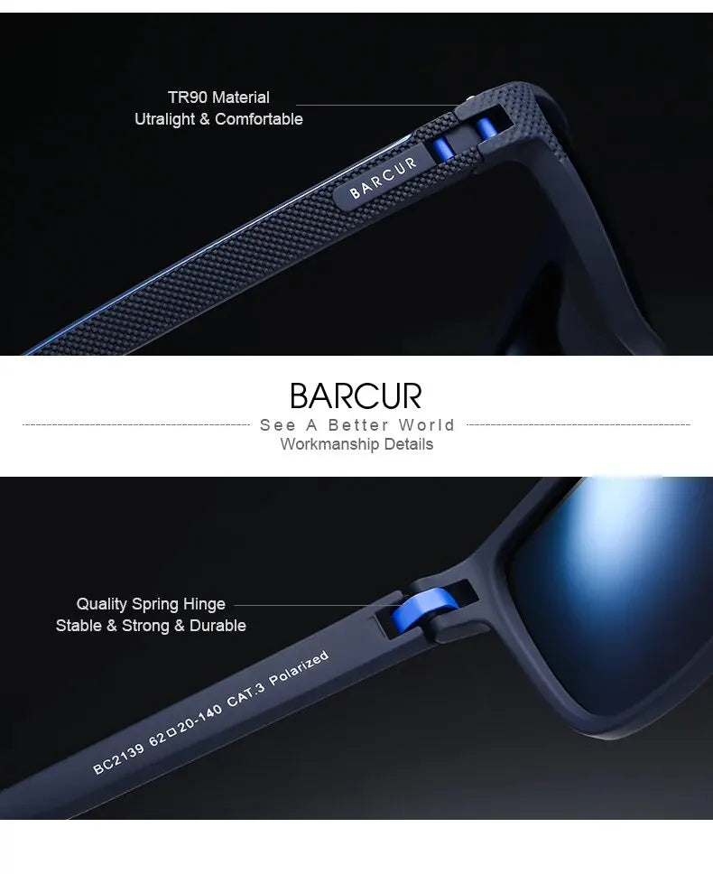BARCUR Ultralight TR90 Polarized UV400 Sunglasses for Men