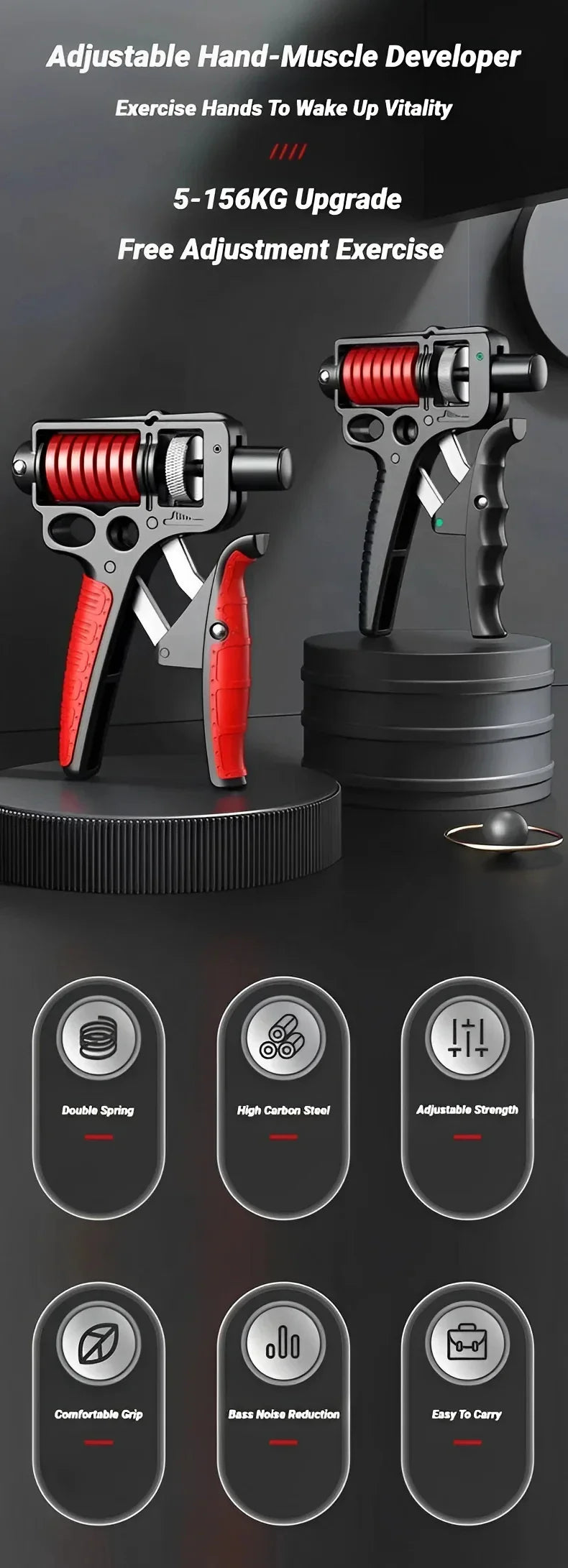 Rehabilitation & Recovery Adjustable Resistance Ergonomic Hand Gripper