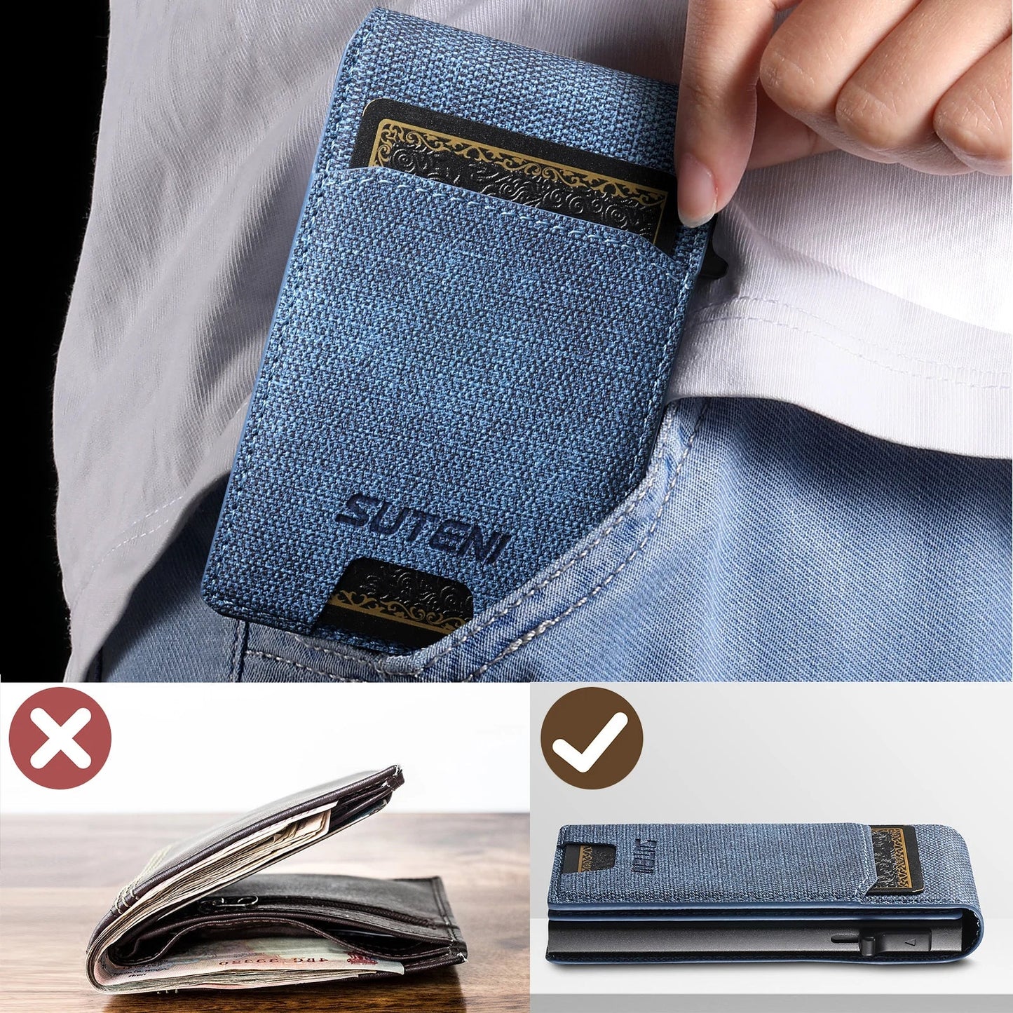 QuickCard – Pop-Up Card Magnetic Closure Durable & Slim Lightweight Wallet