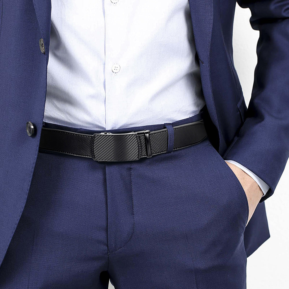 Holes-Free One-Handed Operation Micro-Adjustable Genuine Leather Belt