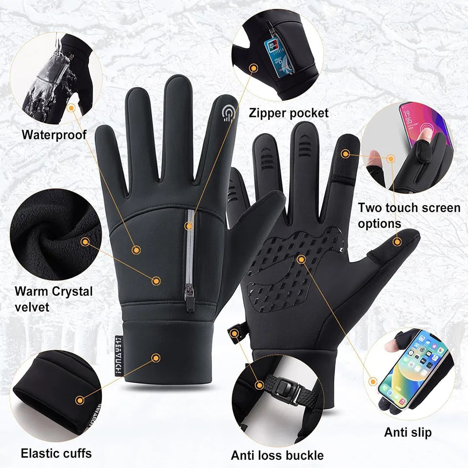 WarmGrip Smart Touch & Flip-Finger All-Weather Pocket Gloves
