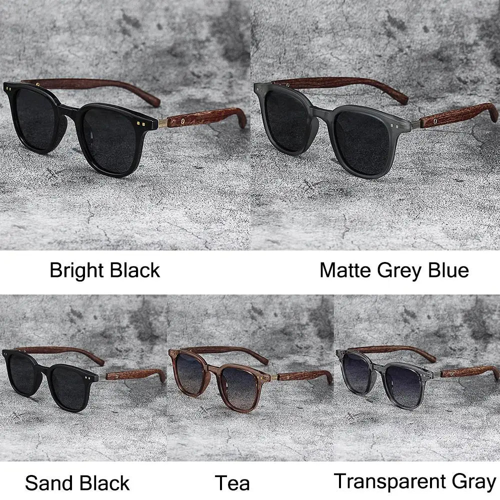 Trendy Retro Wood Grain Unisex Polarized UV Protection Sunglasses