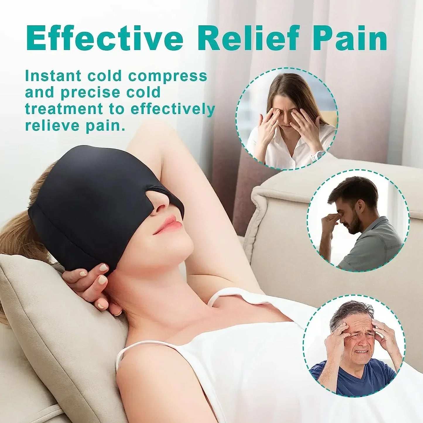 Cold Therapy Headaches & Migraines Pain & Stress Relief Ice Cap / Eye Mask