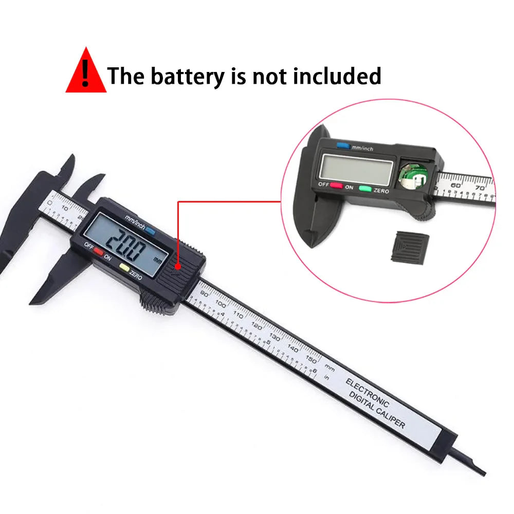 Electronic Digital mm/in Carbon Fiber Caliper with Large LCD Display