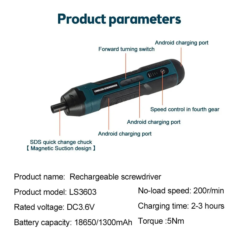 Mini Electric Rechargeable Multi-function Power Screwdriver/ Drill