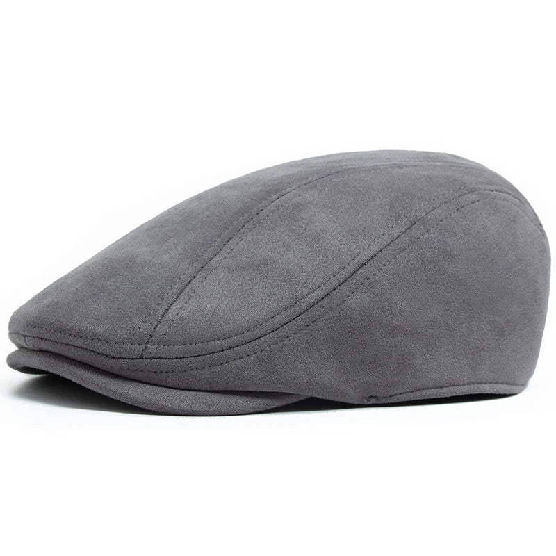 Vintage Suede-Look Flat Cap for Autumn & Winter